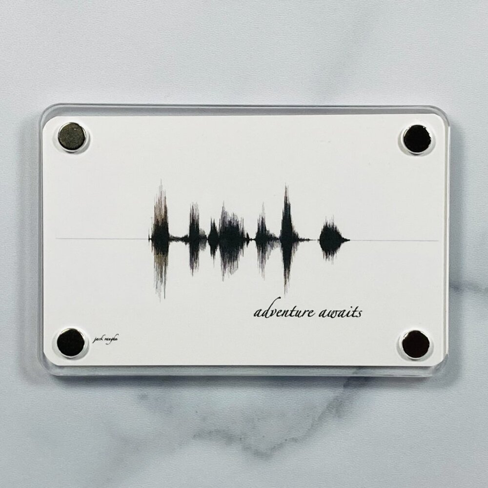 Adventure Awaits Soundwave Fridge Magnet 2x3 Black White Acrylic Locker Desk
